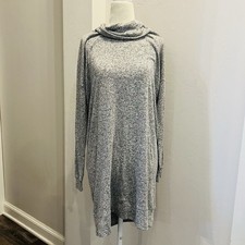 Gap Heather Gray Rib Knit Long Sleeve Cowl Neck Sweater Mini Dress Size M