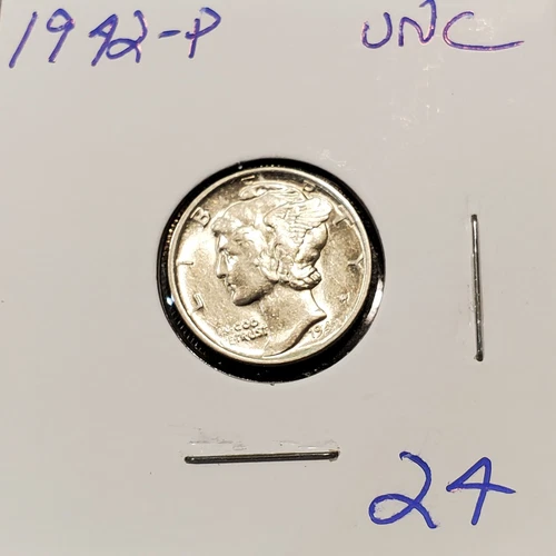 1942-P  MERCURY DIME BU-UNC  #24