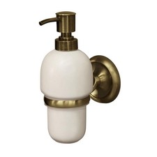 Liquid Soap Dispenser Ceramic Antique Brass Wall Mounted