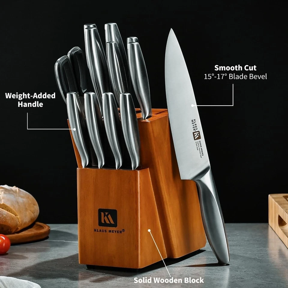 Klaus Meyer 13-Piece Rust Proof and Dishwasher Safe Kitchen Knife Set With Block - Image 4 of 4