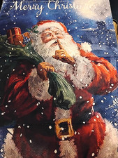 MERRY CHRISTMAS SANTA Snow Garden Flag 18"x12.5" ,printed 2 sides. 11