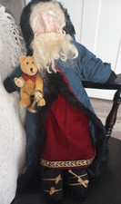 Vintage Handcrafted Primitive Folk Art Santa Claus Doll Shelf Sitter