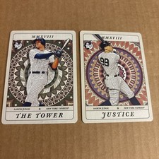 AARON JUDGE 2018 Gypsy Tarot Justice #TOD-1 & Tower #TOD-14 Yankees Baseball (f3