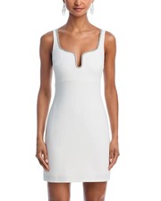 Aqua L96301 Ivory Embellished Notched Neck Tank Mini Dress Size XXL
