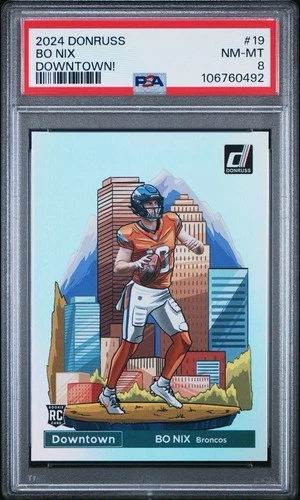 2024 Panini Donruss Downtown Rookie Case Hit PSA 8 Bo Nix Broncos SSP SM2