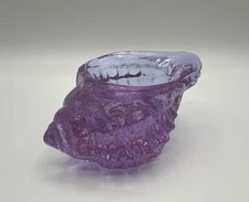Fire and Light Recycled Glass Purple Neodymium Conch Shell Candle Holder Signed