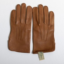 Vintage 70s 80s LL Bean Deerskin Leather Gloves Size 8 Brown Unlined Driving S/M