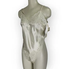 Vintage NEW Wondermaid Ivory Teddy M/L HiCut Bodysuit Camisole Retro Bridal USA