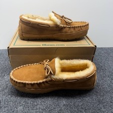 LL Bean Wicked Good Moc Kids Slippers Size 6 Brown Shearling New