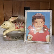 Vintage Gold Metal Picture Frame 8  x10  Photo Faux Brown Velvet Easel Back