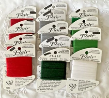 Rainbow Gallery Needlepoint Embroidery Thread Lot of 13 Flair Red Green Silv WE