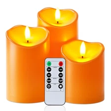 Homemory Halloween Orange Flameless Candles Fall Candles Outdoor Waterproof F...