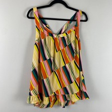 CAbi Blouse Womens XL Multicolor Skip Halter Tank Ruffle Style 5979