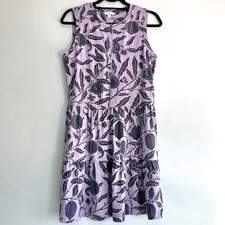 Next Morris & Co Lilac Floral Short Sleeveless Tiered Dress Size 12 *Bleach Mark