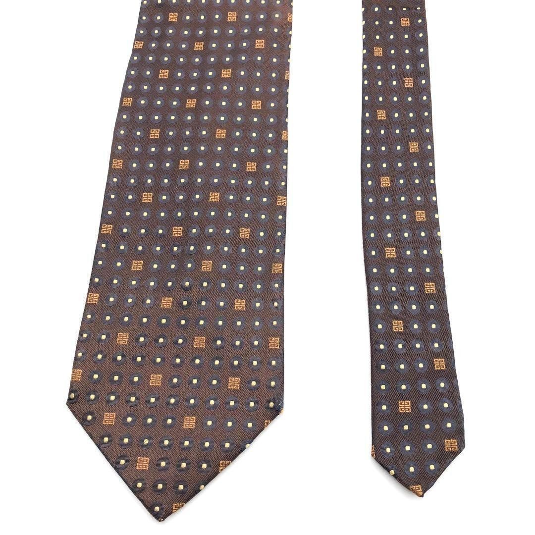 GIVENCHY Necktie 4G Dot Pattern Brown Glossy Used - image 2