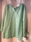 NWT Coral Bay Tunic Top Womens XL Linen Blend Aqua Lightweight Beachy