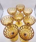 Vtg Fenton Colonial Thumbprint Amber Glassware Sherbet Champagne 4.25" Set of 8