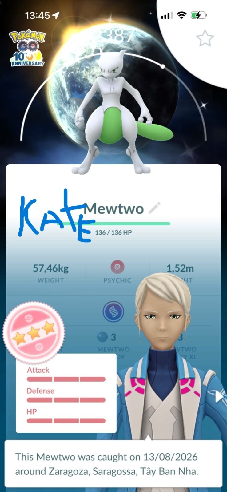 ✨ Shiny Mewtwo ( (iv100) - 10th Anniversary Background ✨  P T C - Description