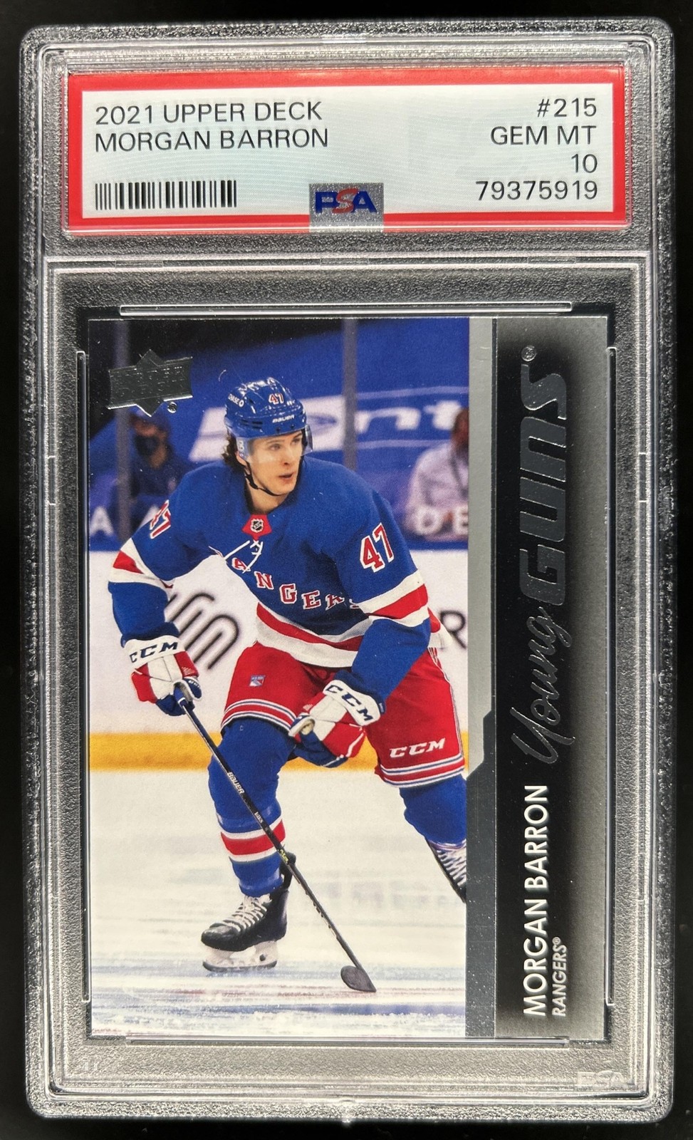 2021-22 Upper Deck Morgan Barron Rookie Young Guns RC #215 Rangers PSA 10