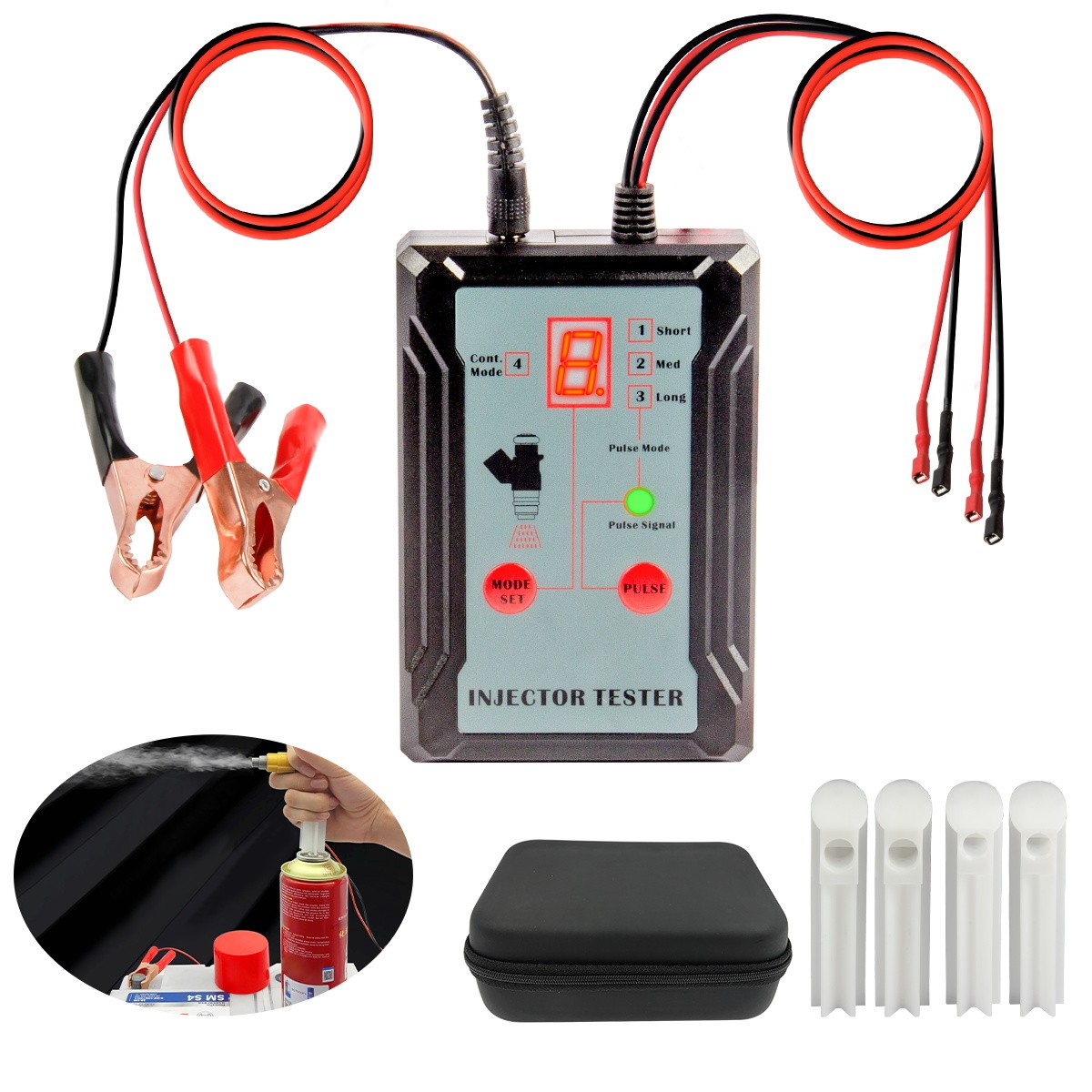 Automotive Fuel Injector Tester Cleaner Kit DIY Cleaning Tools w/8 Pulse Modes