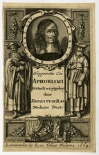 Raro Antiguo Maestro Impresión-ERNEST RAS-GALENUS-HIPÓCRATES-Lobo-Veenhuysen-1664
