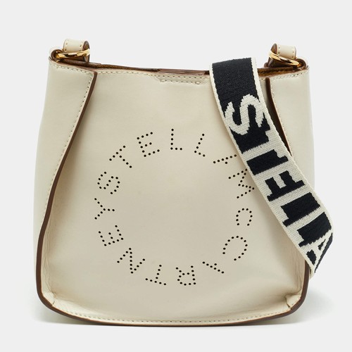 Stella McCartney Stella Logo Mini Off White Faux Leather Crossbody Bag