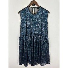 Asos Sequin Dress Womens 6 Black Mesh Sleeveless Showgirl Glam Y2K Indie Sparkly