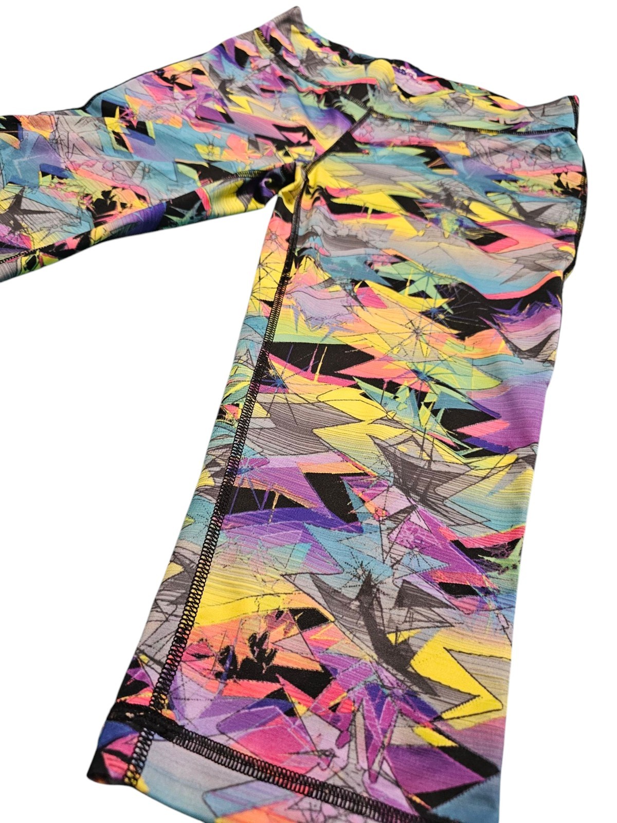 FILA donna taglia S leggings running pantalone cropped multicolore astratto elasticizzato Sport