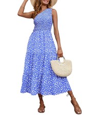 Summer Dresses 2026 Spring One Shoulder Floral Flowy Sundresses for Women Sle...