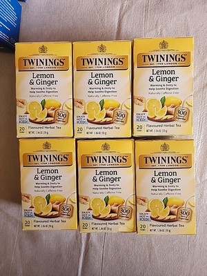 Flavored Herbal Tea, Lemon & Ginger, Caffeine Free, 20 Tea Bags, (6pack) Bb 2028