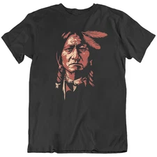 Native American Chief Indian Sitting Bull Warrior Graphic T-Shirt Tee Gift New