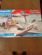 PLAYMOBIL City Action 71153 Flughafen mit Flugzeug und Tower, Mit 2 in 1