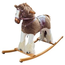 Pier 1 Imports Vintage Pinto Painted Plush Wooden Rocking Horse Leather Saddle