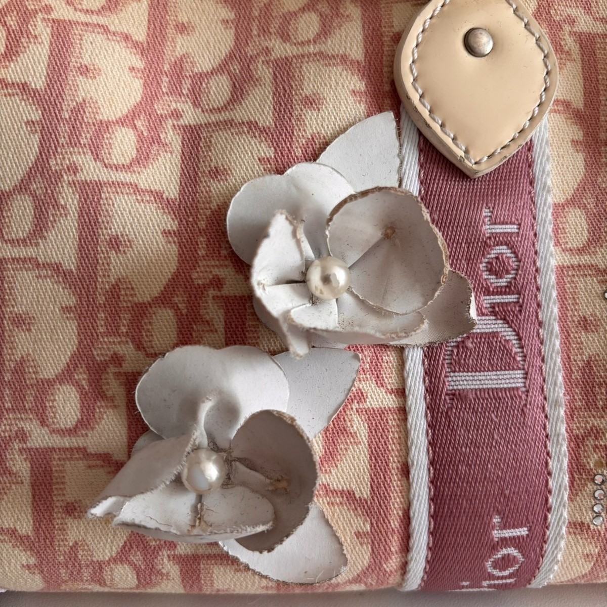 バッグ Flower pattern mini boston bag Christian Dior Trotter Handbag Mini Boston bag Pink Flower Motif