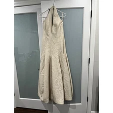 Halston Heritage Size 4 Halter Neck Textured Fit & Flare Dress