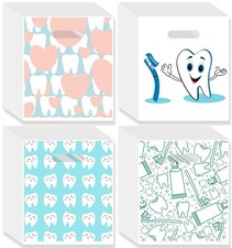 300 Pack Tooth Merchandise Bags with Handles Dental Goodie Treat Bags Bulk