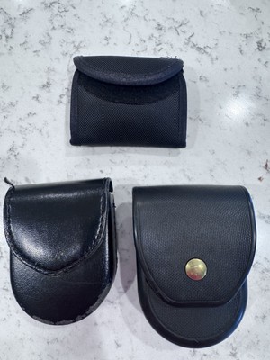 Lot Of 2 Safariland + ASR + Glove Case Plain Black Leather Handcuff Case BH