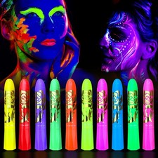 10 Color Glow in The Dark Face Paint,UV and Black Light Neon Face and Body Paint