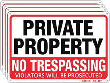4 Pack Private Property No Trespassing Sign Metal 10"X14" Rust Free Aluminum,Ind