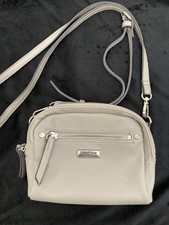 Kenneth Cole, Reaction, Beige, Crossbody Bag. Zipper Accents, Adjustable Strap.