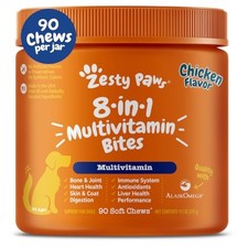 Zesty Paws Dog Multivitamin Chews Hip Joint Skin Coat 90ct