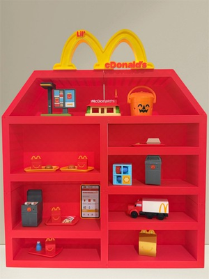 #ad #ad Red amp; Yellow Display Shelf w Sign for Lil McDonald’s Happy Meal Toys No Toys $60.00