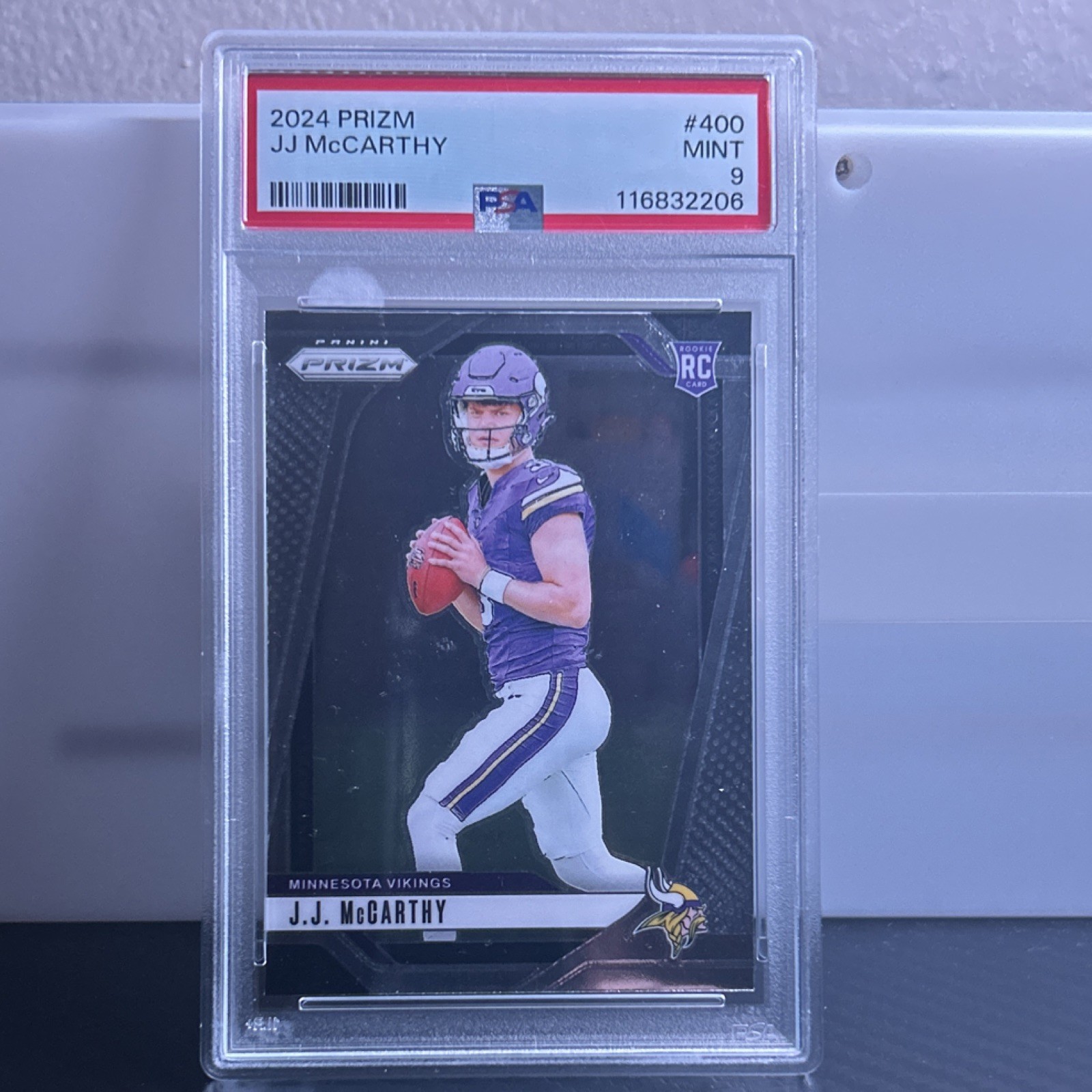 Panini 2024 Prizm J.J. McCarthy Rookie PSA 9 Vikings No. 400