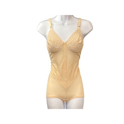 Vintage Young Smoothie Bodysuit Classic Shapewear Nude Lace Pinup Retro 34B 9610