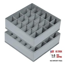 Sock Drawer Organizer Divider 2 Packs Underwear Organizer, 24 2 24 cells Grey