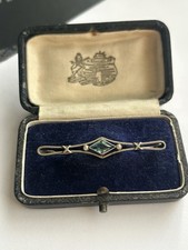 Platinum And Aquamarine Bar Brooch Art Deco Brooch Edwardian 