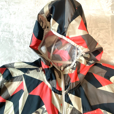 Adidas Own the Run Hooded Men's 2XL Activewear Rain Jacket Orange Grey Camo