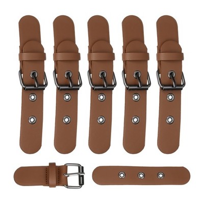 6Pcs Leather Snap Buckle Lock, 4.3''-5.5'' Sew on Toggle Closure, Brown/Gunmetal