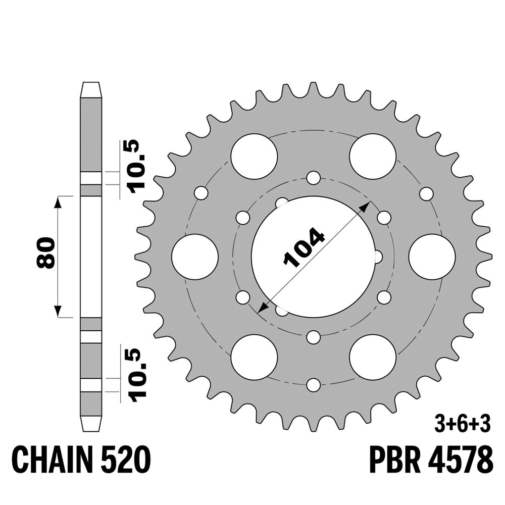 Pignon arrière 36 dents Polaris Scrambler 400 en acier C résistant à l'usure pas 520