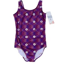 NWT Danskin Little Girl's Gymnastics Sparkle Leotard, Purple Spiral L 12/14